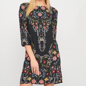 Desigual Mini Dress Size 38 Clementine Black Folk Floral Print Boho Festival